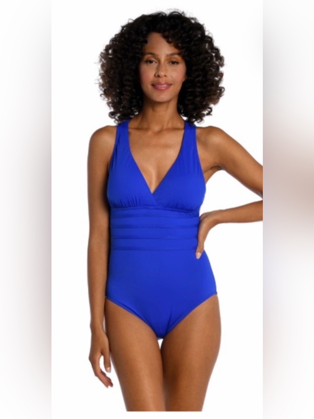 La Blanca Royal Blue Girls One-Piece with Crisscross Back